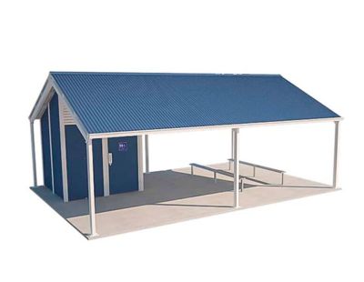 Olympus 1 Shelter Toilet Building with Deep Ocean and Surf Mist colour scheme